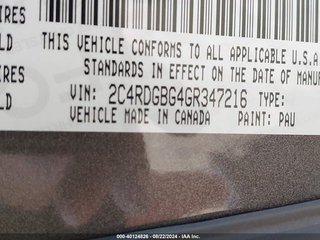 2C4RDGBG4GR347216 Dodge Grand Caravan Se