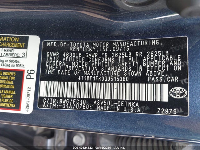 Toyota CAMRY LE 2016 4T1BF1FK0GU515360 Image 9