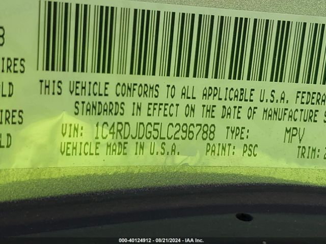 1C4RDJDG5LC296788 Dodge Durango Gt Plus Awd