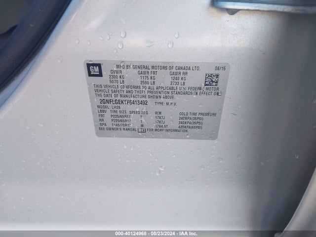 Chevrolet Equinox 2lt 2015 2GNFLGEK1F6413492 Image 9