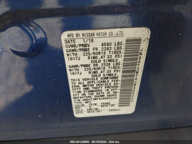 JN8AT2MT4JW465220 Nissan Rogue Sl