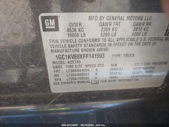 1GC1KVE8XFF141593 Chevrolet Silverado 2500hd Lt