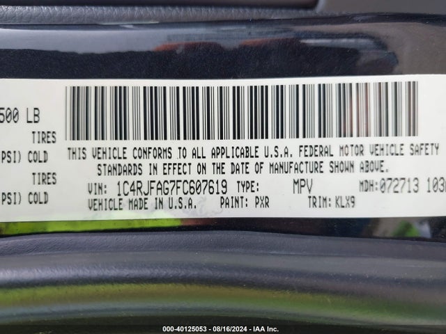 1C4RJFAG7FC607619 Jeep Grand Cherokee Altitude