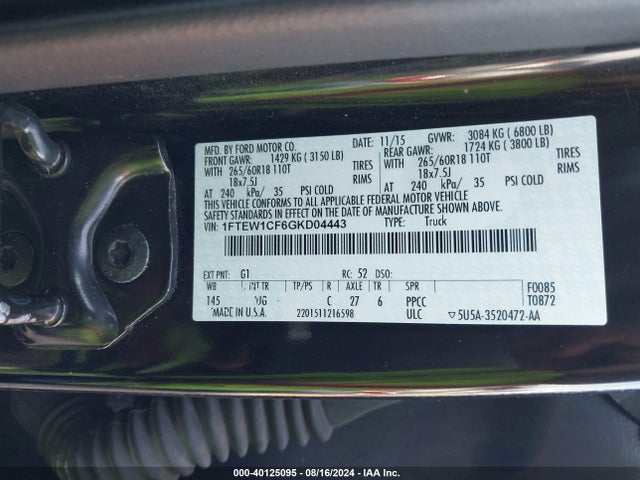 Ford F-150 Xlt 2016 1FTEW1CF6GKD04443 Image 9