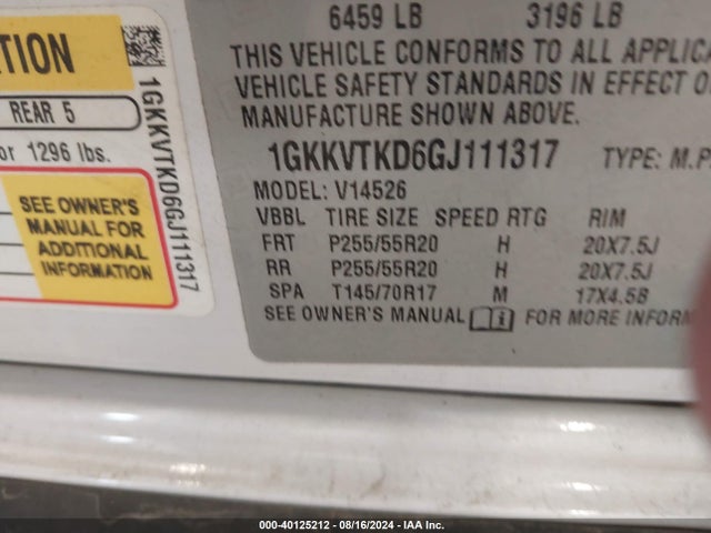 GMC Acadia Denali 2016 1GKKVTKD6GJ111317 Image 9