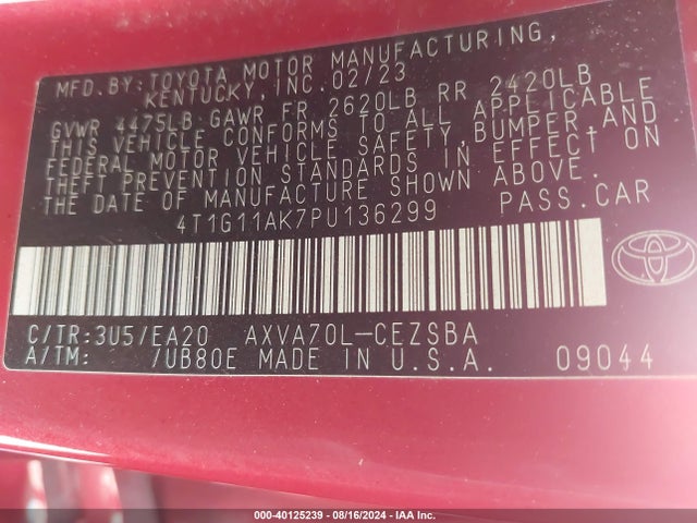 Toyota CAMRY SE 2023 4T1G11AK7PU136299 Image 9