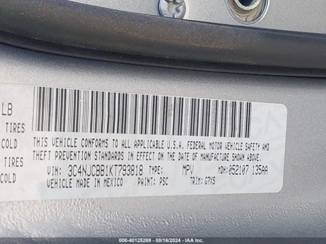 3C4NJCBB1KT793818 Jeep Compass Sun And Wheel Fwd