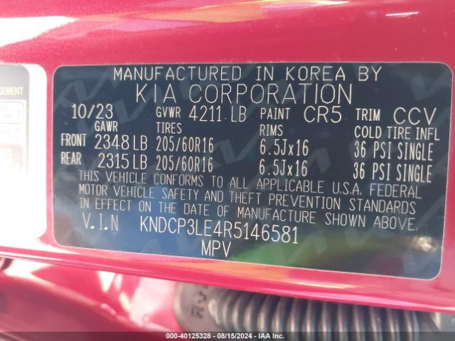 KNDCP3LE4R5146581 KIA NIRO LX