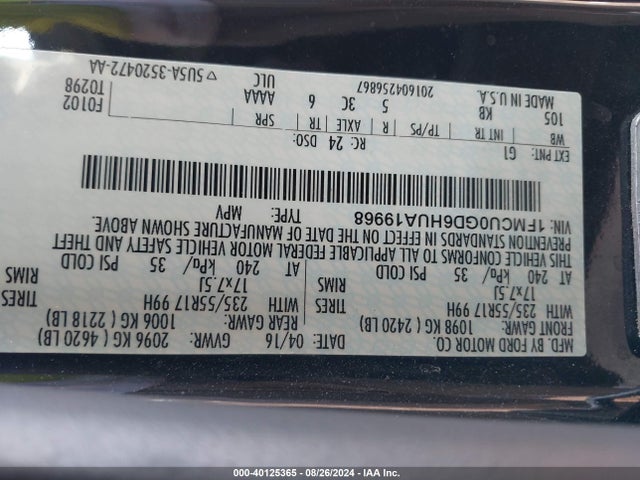 Ford ESCAPE SE 2017 1FMCU0GD6HUA19968 Image 9