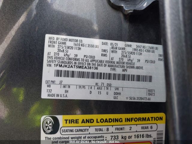 1FMJK2AT5MEA38136 Ford Expedition Limited Max