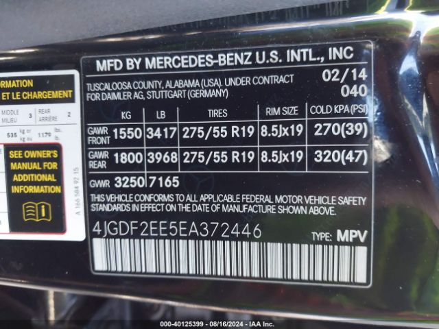 4JGDF2EE5EA372446 Mercedes-Benz Gl 350 Bluetec 4matic