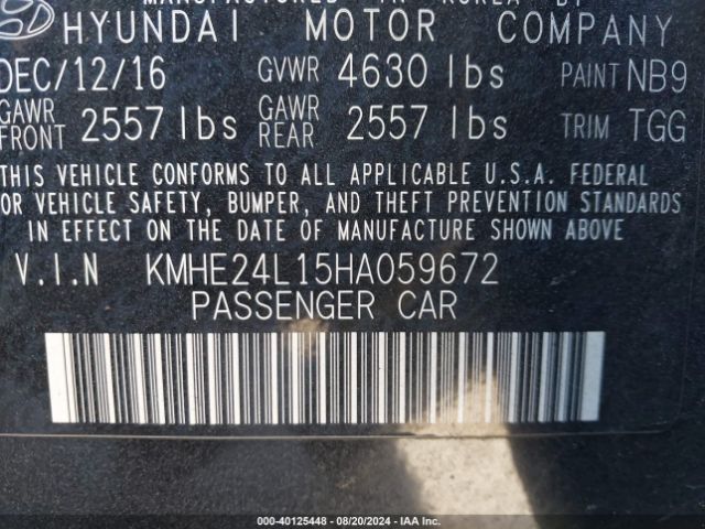 KMHE24L15HA059672 Hyundai Sonata Hybrid Se