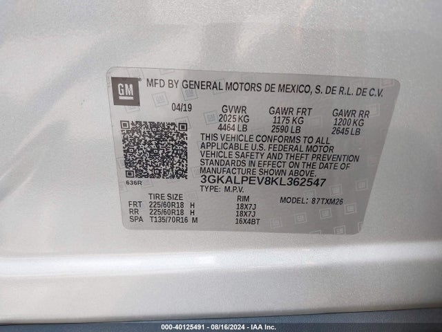 3GKALPEV8KL362547 GMC Terrain Slt
