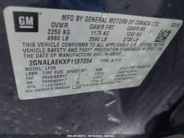 Chevrolet EQUINOX LS 2015 2GNALAEKXF1157034 Image 9