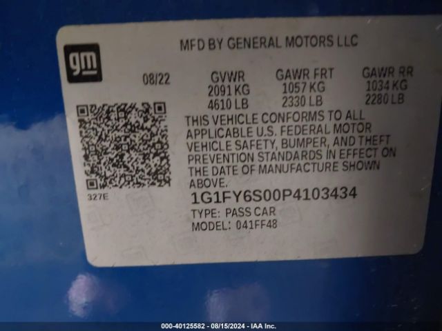 1G1FY6S00P4103434 Chevrolet Bolt Euv Fwd Lt