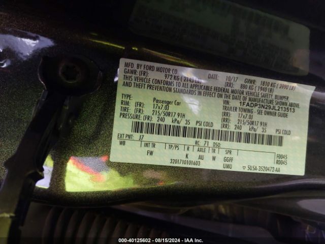 1FADP3N29JL213513 Ford Focus Titanium