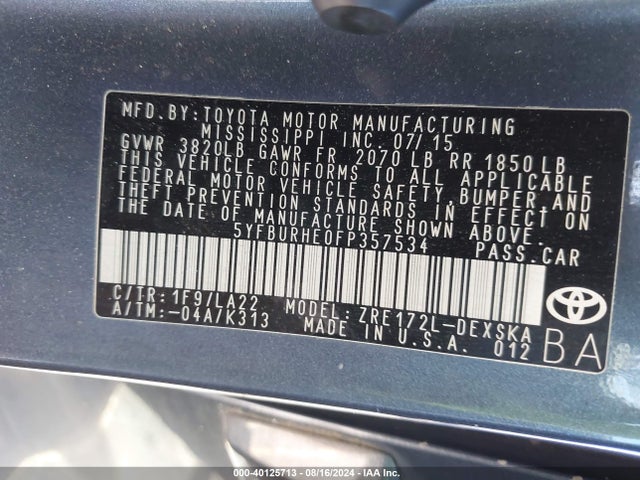 Toyota Corolla S/s Plus/s Premium 2015 5YFBURHE0FP357534 Image 9
