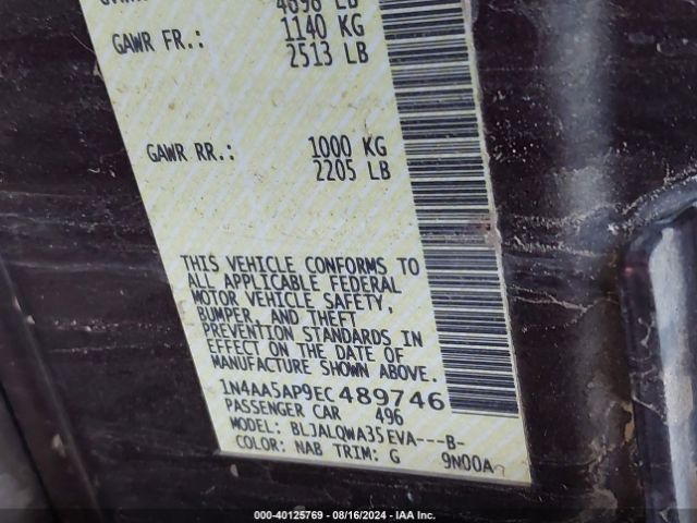 1N4AA5AP9EC489746 Nissan Maxima 3.5 S/3.5 Sv