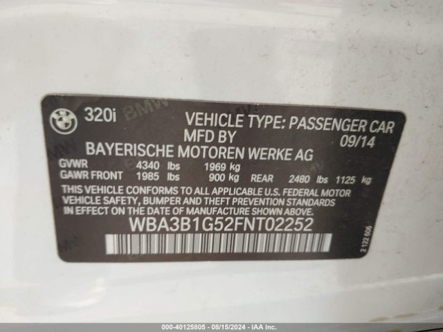 WBA3B1G52FNT02252 BMW 320i