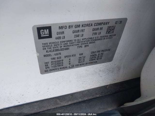 KL4CJESB5LB324084 Buick Encore Awd Preferred