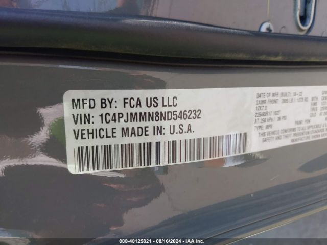 1C4PJMMN8ND546232 Jeep Cherokee Latitude Lux 4x4