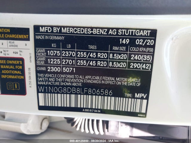 W1N0G8DB8LF806586 Mercedes-Benz GLC 300