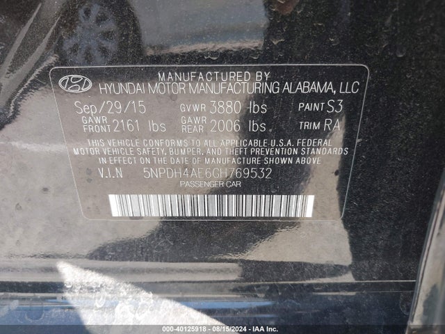 Hyundai ELANTRA SE 2016 5NPDH4AE6GH769532 Image 9