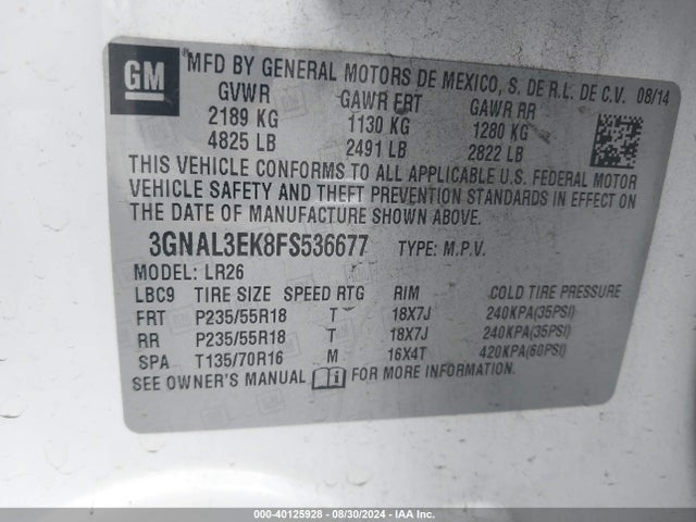 Chevrolet Captiva Sport Lt 2015 3GNAL3EK8FS536677 Image 9