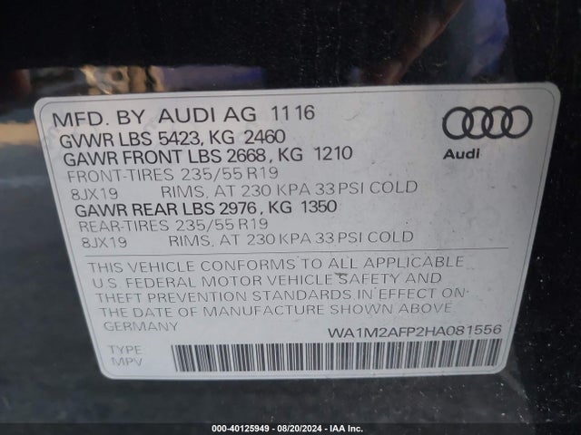 WA1M2AFP2HA081556 Audi Q5 2.0t Premium