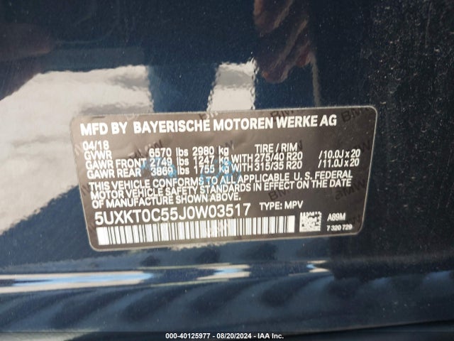 5UXKT0C55J0W03517 BMW X5 Edrive Xdrive40e Iperformance