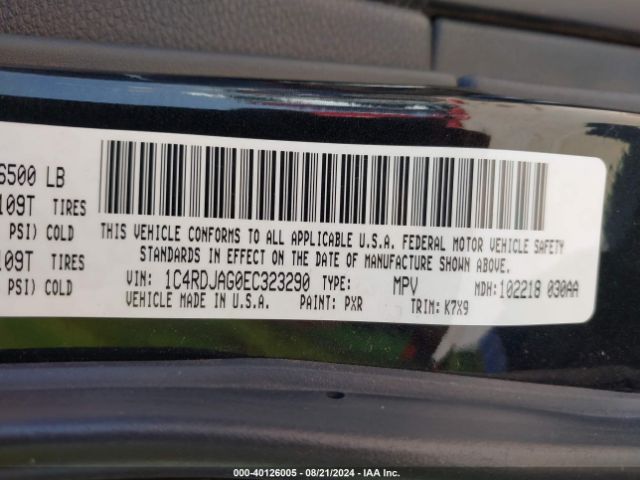 1C4RDJAG0EC323290 Dodge Durango Sxt