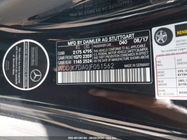 WDDJK7DA0JF051562 Mercedes-Benz SL 550