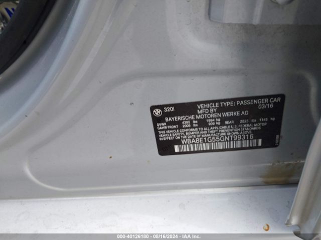 WBA8E1G55GNT99316 BMW 320i