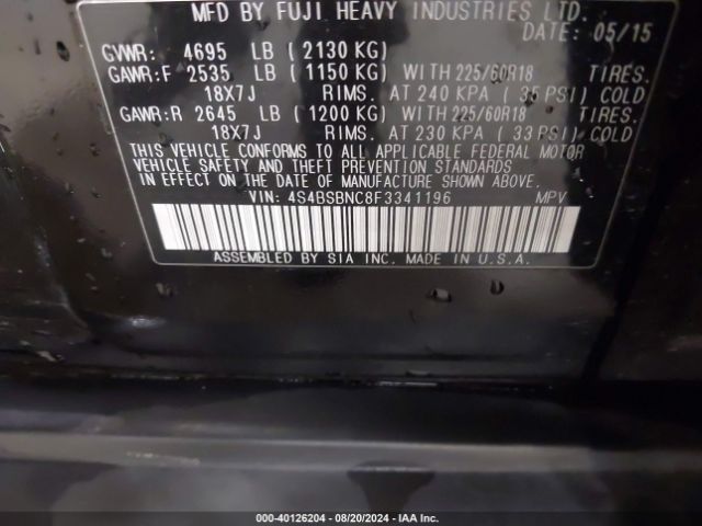 4S4BSBNC8F3341196 Subaru Outback 2.5i Limited