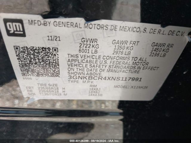 3GNKBCR4XNS117991 Chevrolet Blazer Fwd 2lt