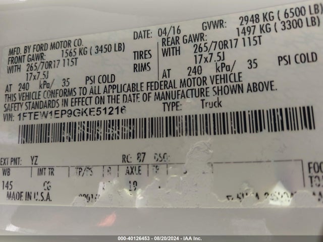 Ford F-150 Xl 2016 1FTEW1EP9GKE51216 Image 9