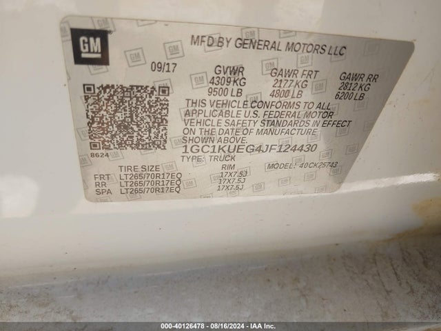 1GC1KUEG4JF124430 Chevrolet Silverado 2500hd Wt