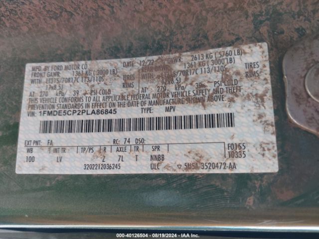 1FMDE5CP2PLA86845 Ford Bronco