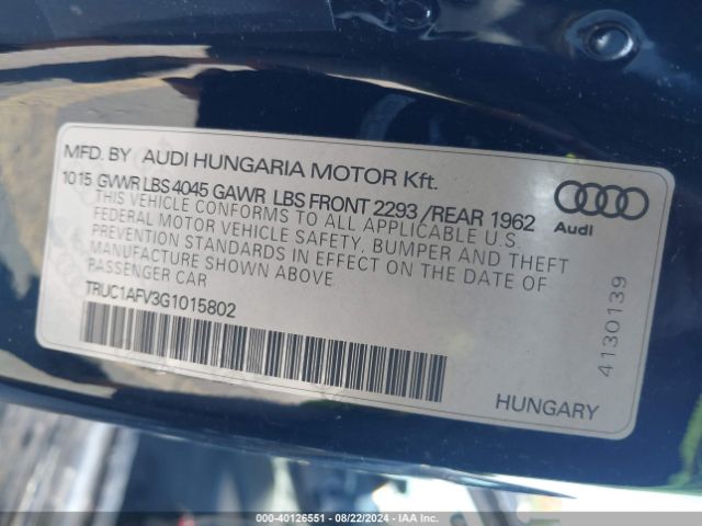 TRUC1AFV3G1015802 Audi Tts 2.0t
