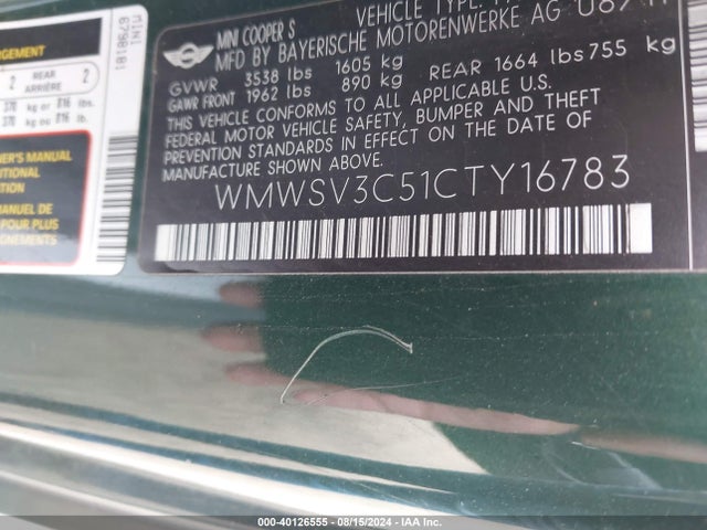 2012 MINI COOPER S WMWSV3C51CTY16783 Photo 8