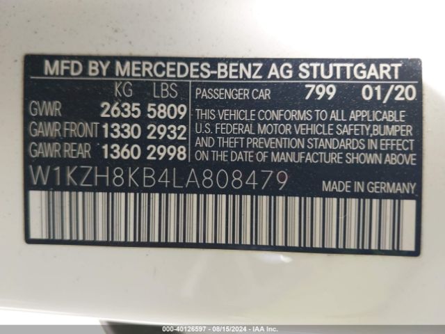 W1KZH8KB4LA808479 Mercedes-Benz Amg E 63 S 4matic