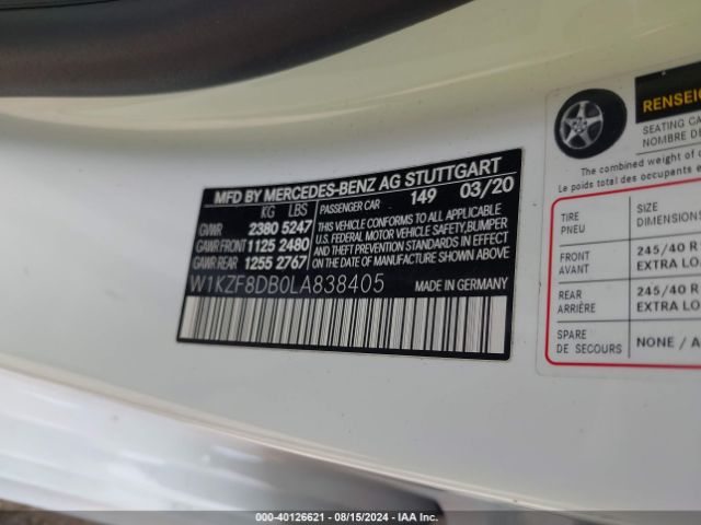 W1KZF8DB0LA838405 Mercedes-Benz E 350