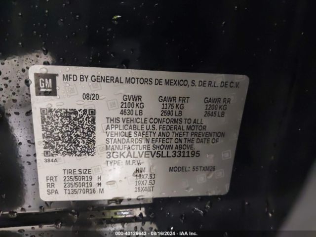 3GKALVEV5LL331195 GMC Terrain Awd Slt