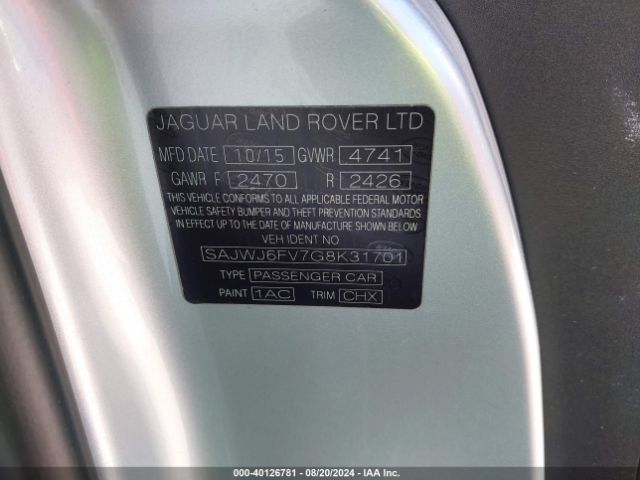 SAJWJ6FV7G8K31701 Jaguar F-TYPE S