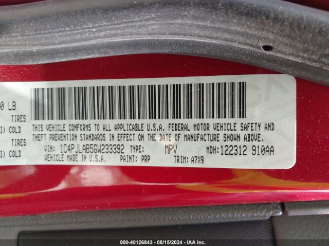 1C4PJLAB5GW233392 Jeep Cherokee Sport
