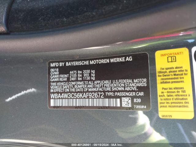 WBA4W3C56KAF92672 BMW 430I