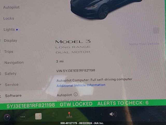 5YJ3E1EB1RF821198 Tesla Model 3 Long Range Dual Motor All-wheel Drive