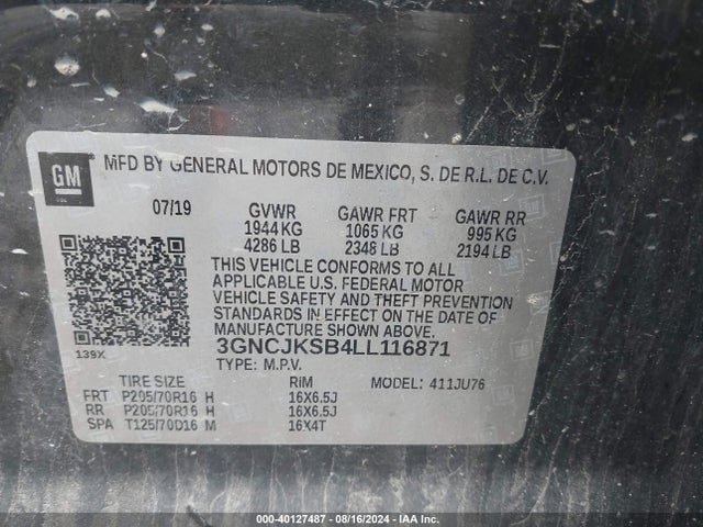 Chevrolet TRAX LS 2020 3GNCJKSB4LL116871 Image 9