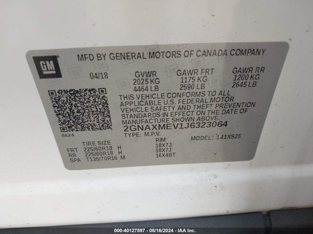 Chevrolet Equinox Premier 2018 2GNAXMEV1J6323064 Image 9