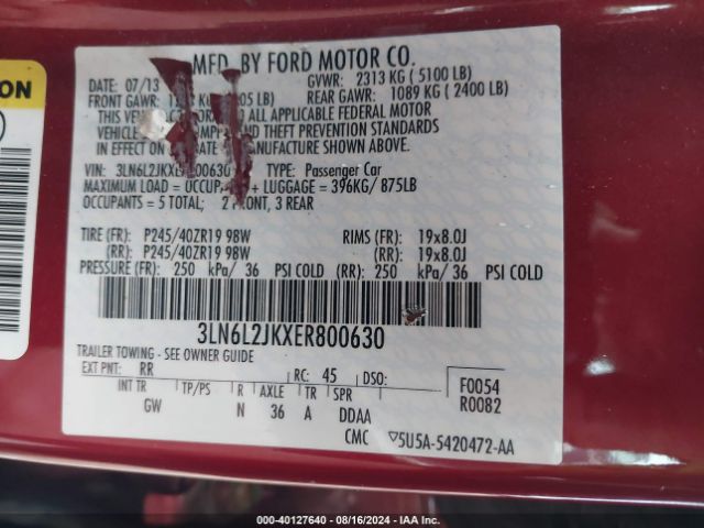 3LN6L2JKXER800630 Lincoln MKZ